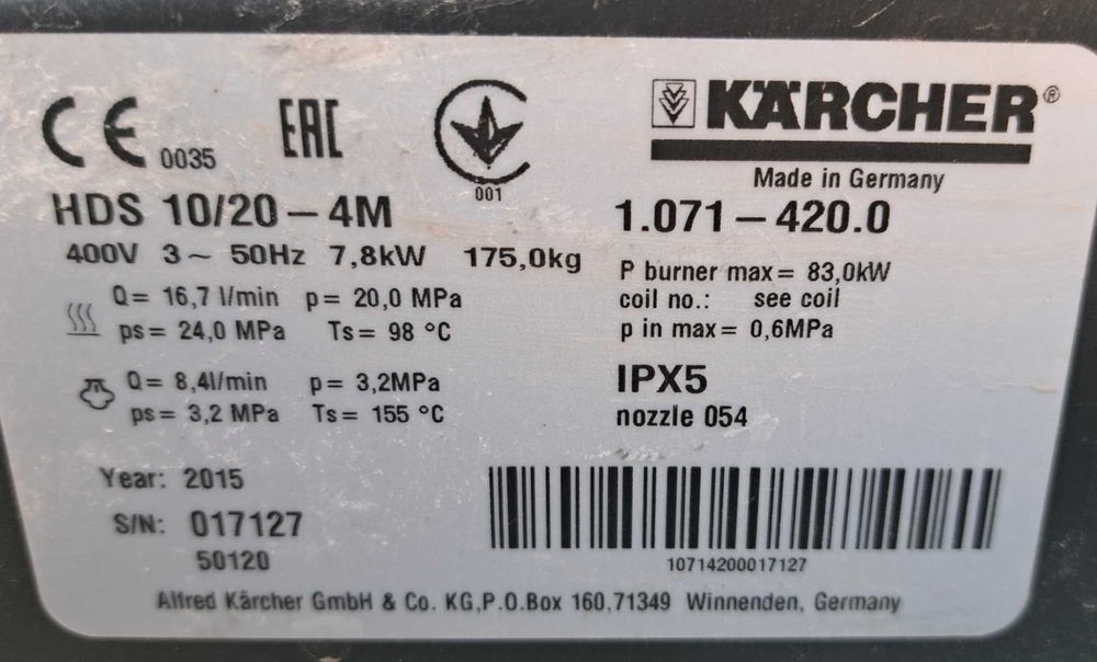 Myjka Karcher HDS 10/20 -4M, lanca pistolet Karcher Easy Press