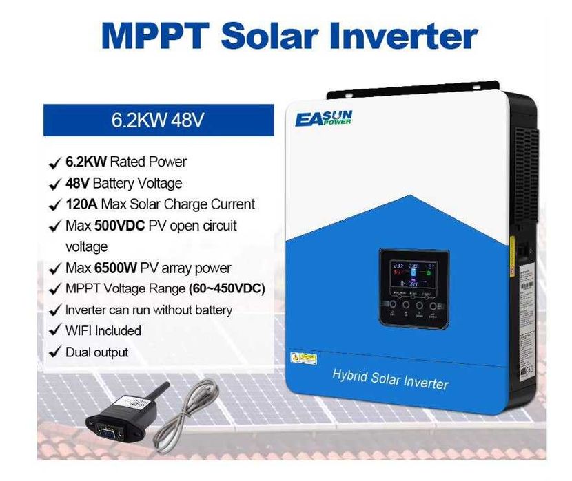 Гібридний інвертор EASUN  6.2 KW 48V, з WIFI в наявності