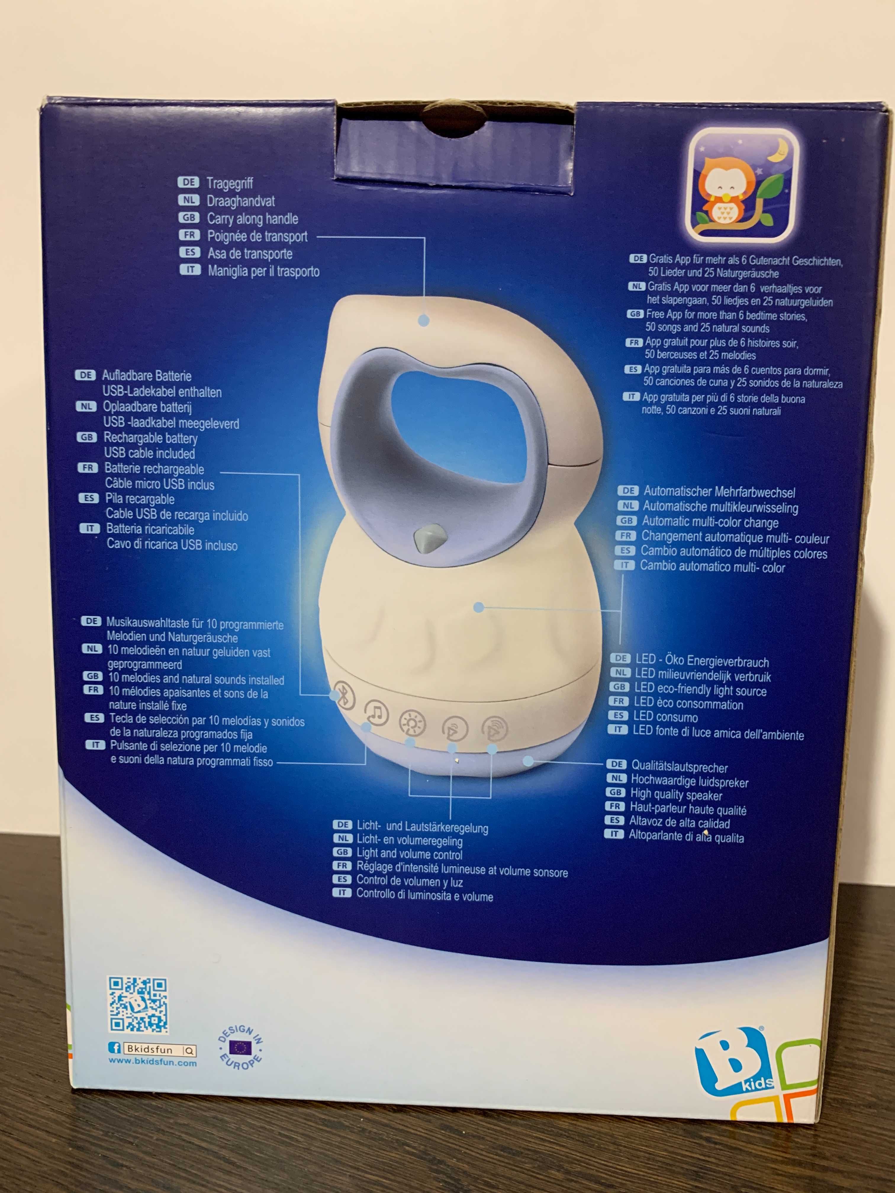 Lampka nocna LED-kołysanki, opowieści-Bluetooth-USB-dziecko