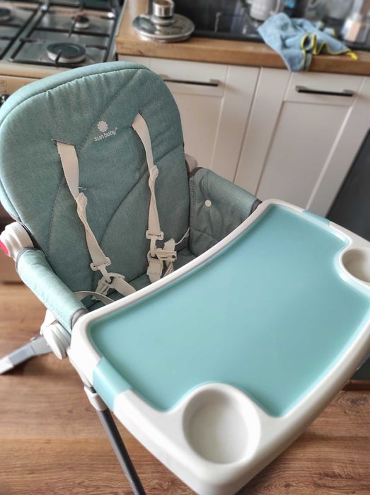 Turkusowe krzesełko do karmienia Sun Baby