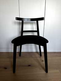 sprzedam nowe, czarne, drewniane krzesło tapicerowane