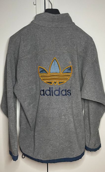 Adidas Vintage 90s polar rozpinany bluza szara męska S fit M