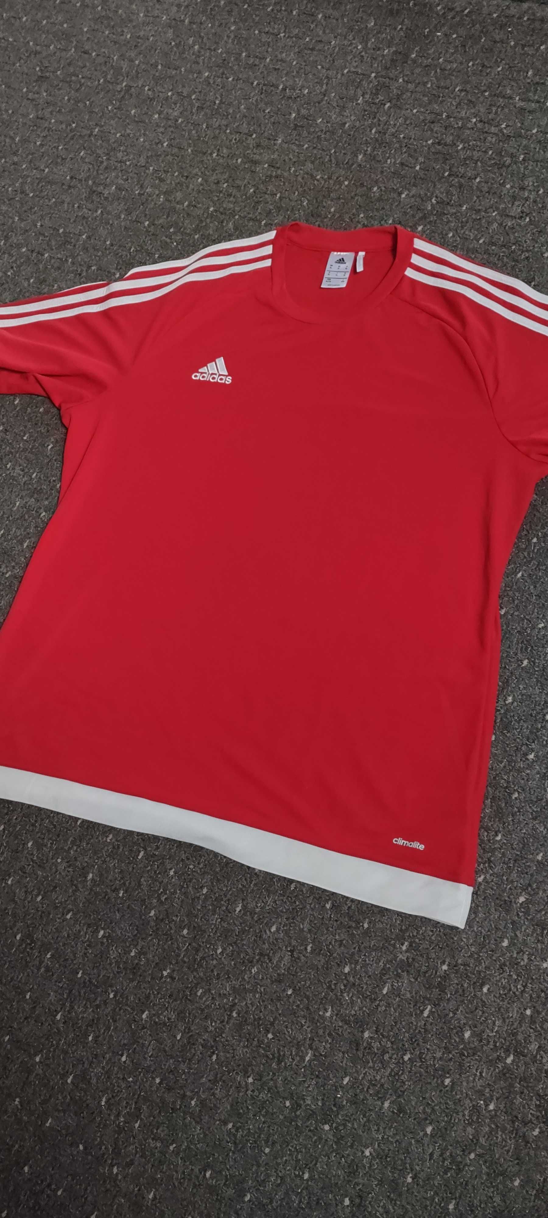 Piękny T-shirt sportowy Adidas bordowo biały XL