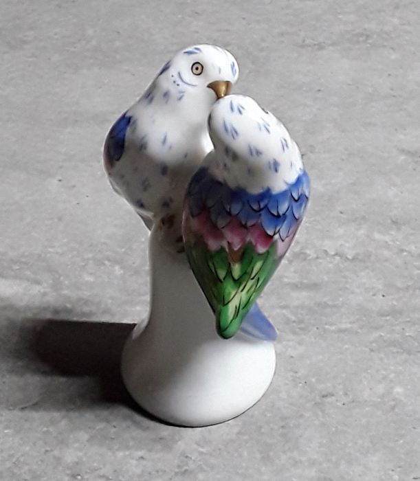Escultura miniatura de par de periquitos da Vista Alegre - Calypso