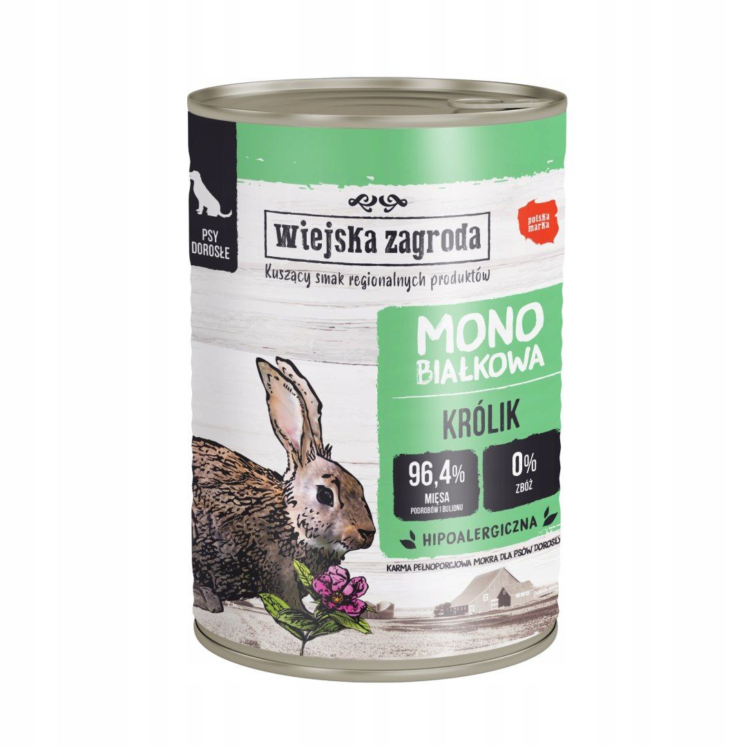 Wiejska Zagroda Karma mokra dla psa Monobiałkowa MIX SMAKÓW 12x 400g