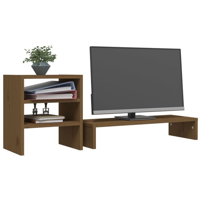 Vidaxl Podstawka Na Monitor, Miodowy Brąz, 81X20X30 Cm, Lita Sosna