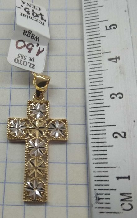 Wisiorek krzyżyk ozdobny bardzo elegancki Złoto 585 14 karat NOW