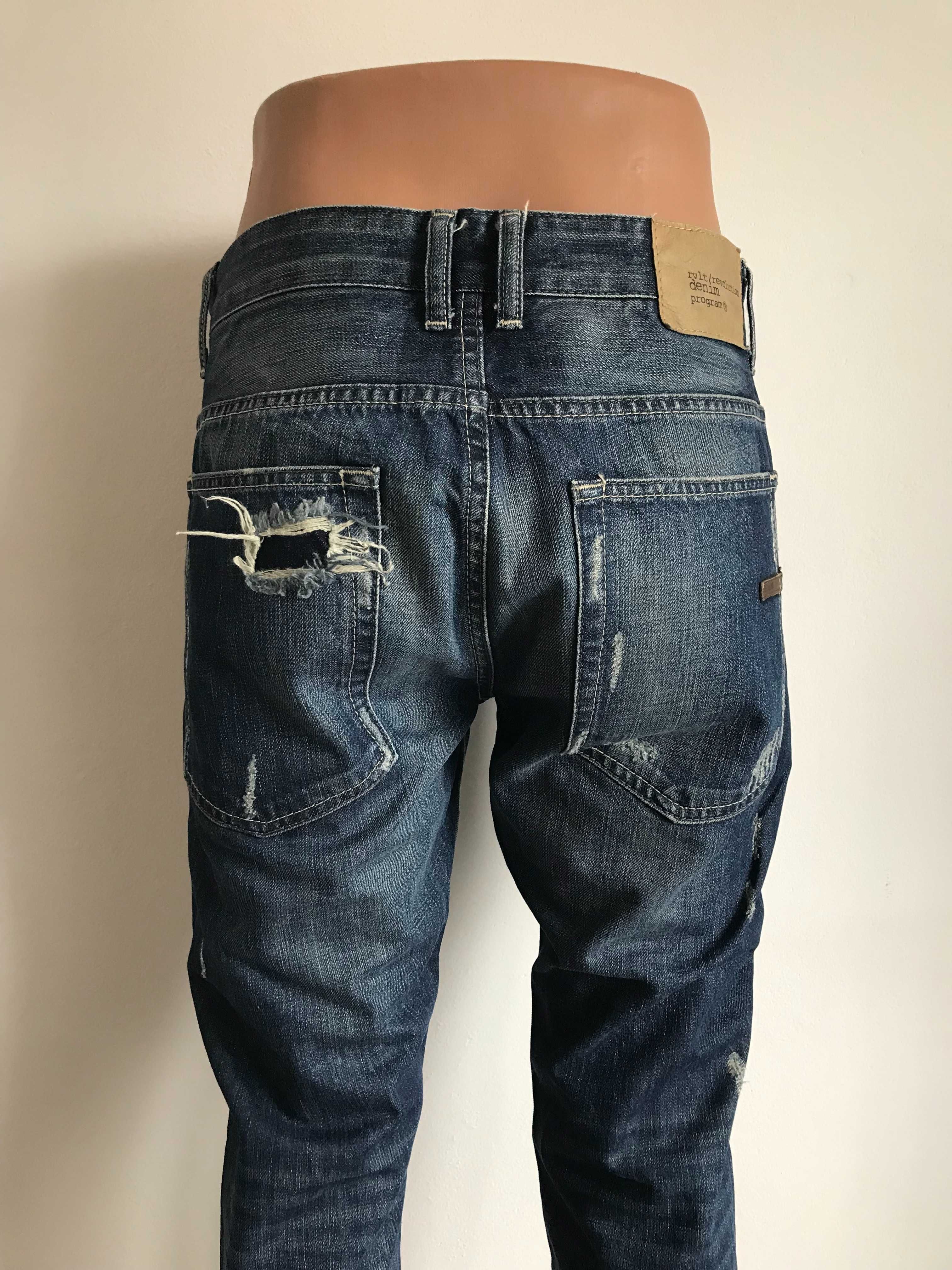 Nowe jeansy dzinsy meskie spodnie dziury granatowe M