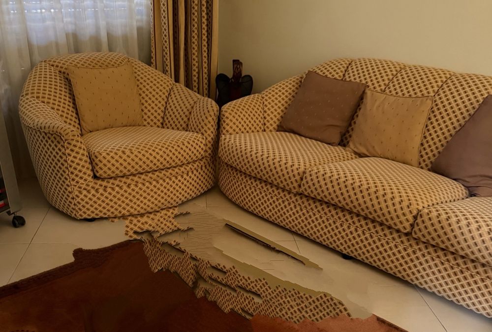 2 sofás individuais + 1 sofá de 3 lugares
