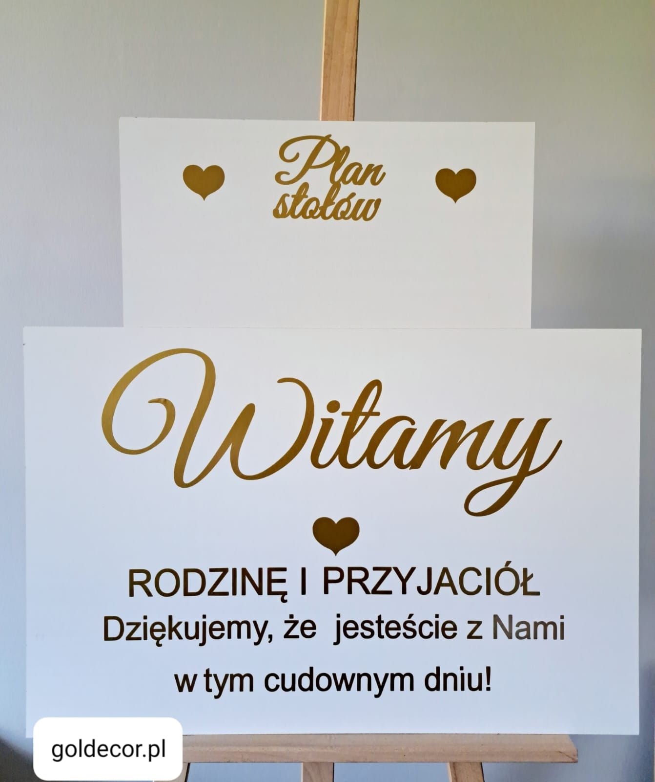 Tablica ślubna tablica powitalna Plan stołów Witamy złoty napis wesele