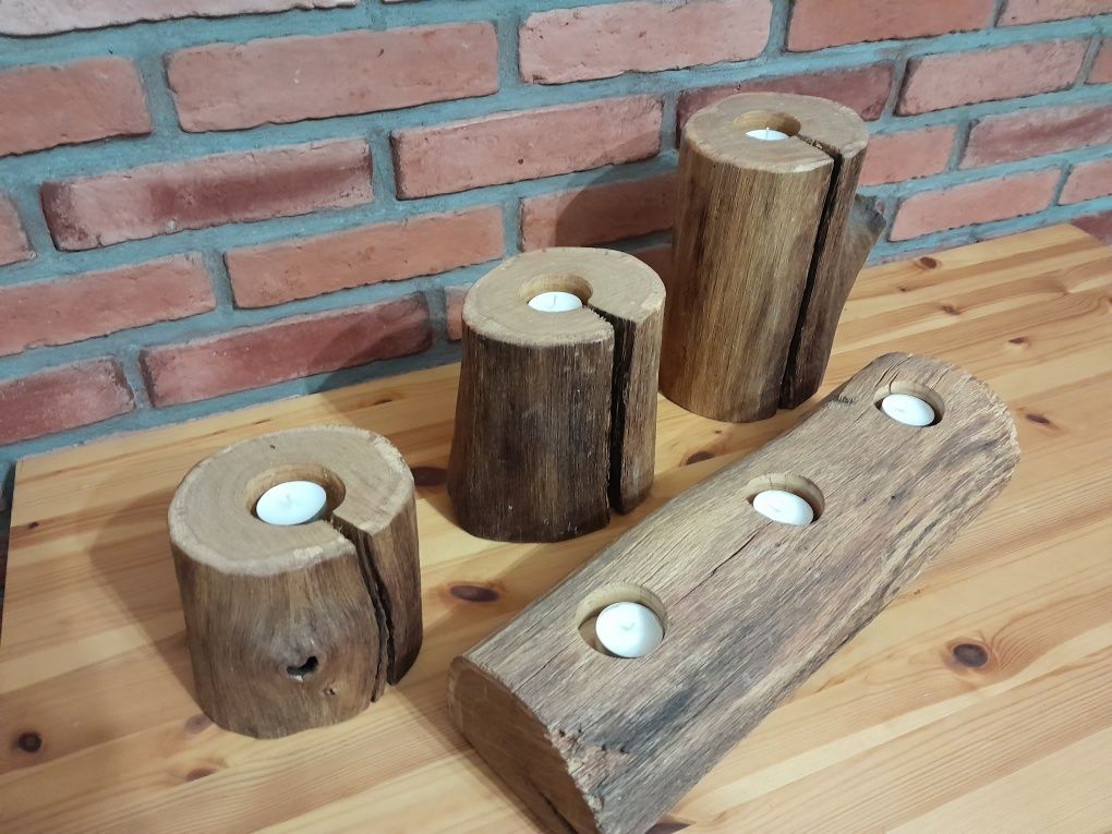 Świeczniki z drewna