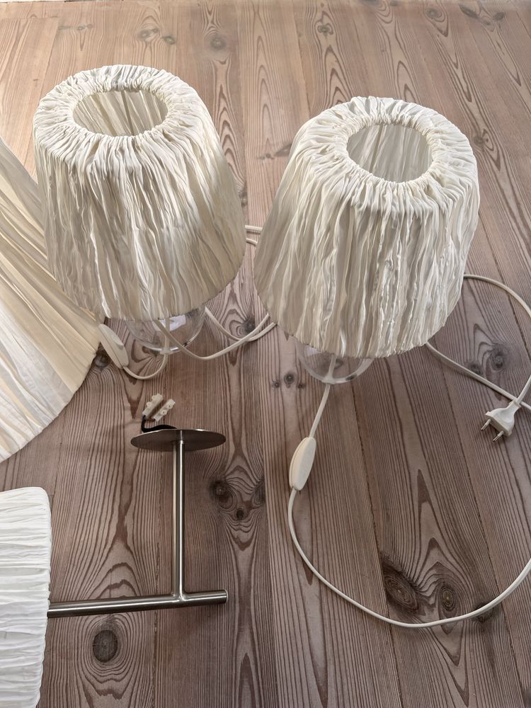Lampy ikea białe kinkiet, sufitowa i 2 stołowe