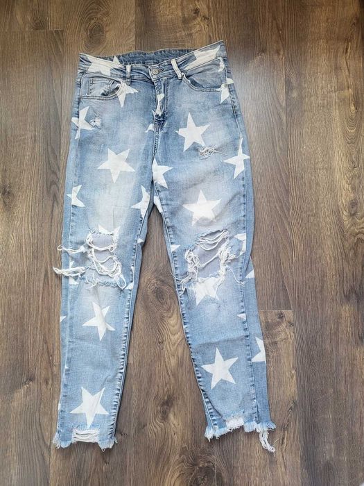 Spodnie z dziurami gwiazdy dzinsowe 36