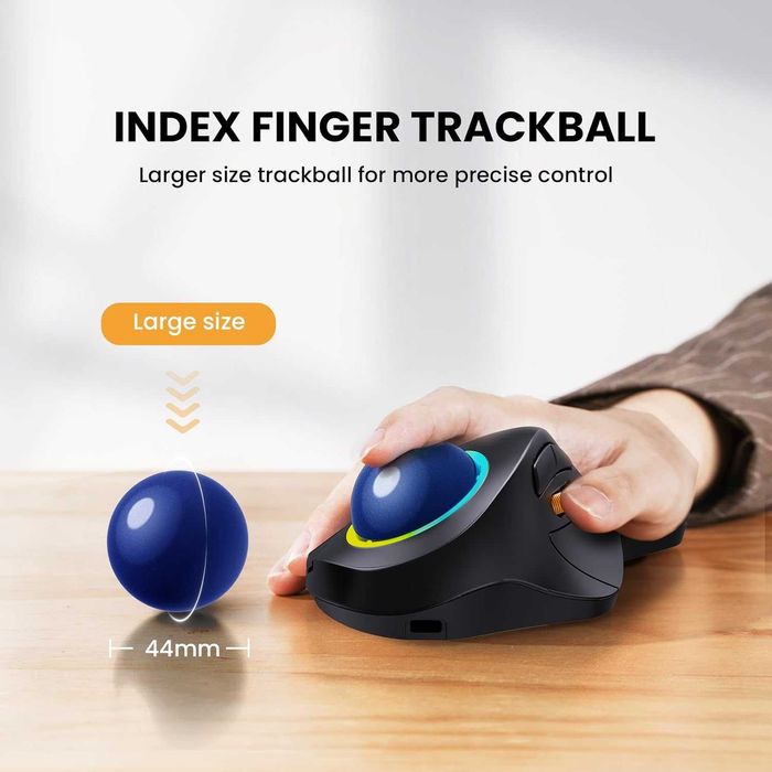 Mysz Trackball ProtoArc EM03 bezprzewodowa 1600DPI 930mAh RGB