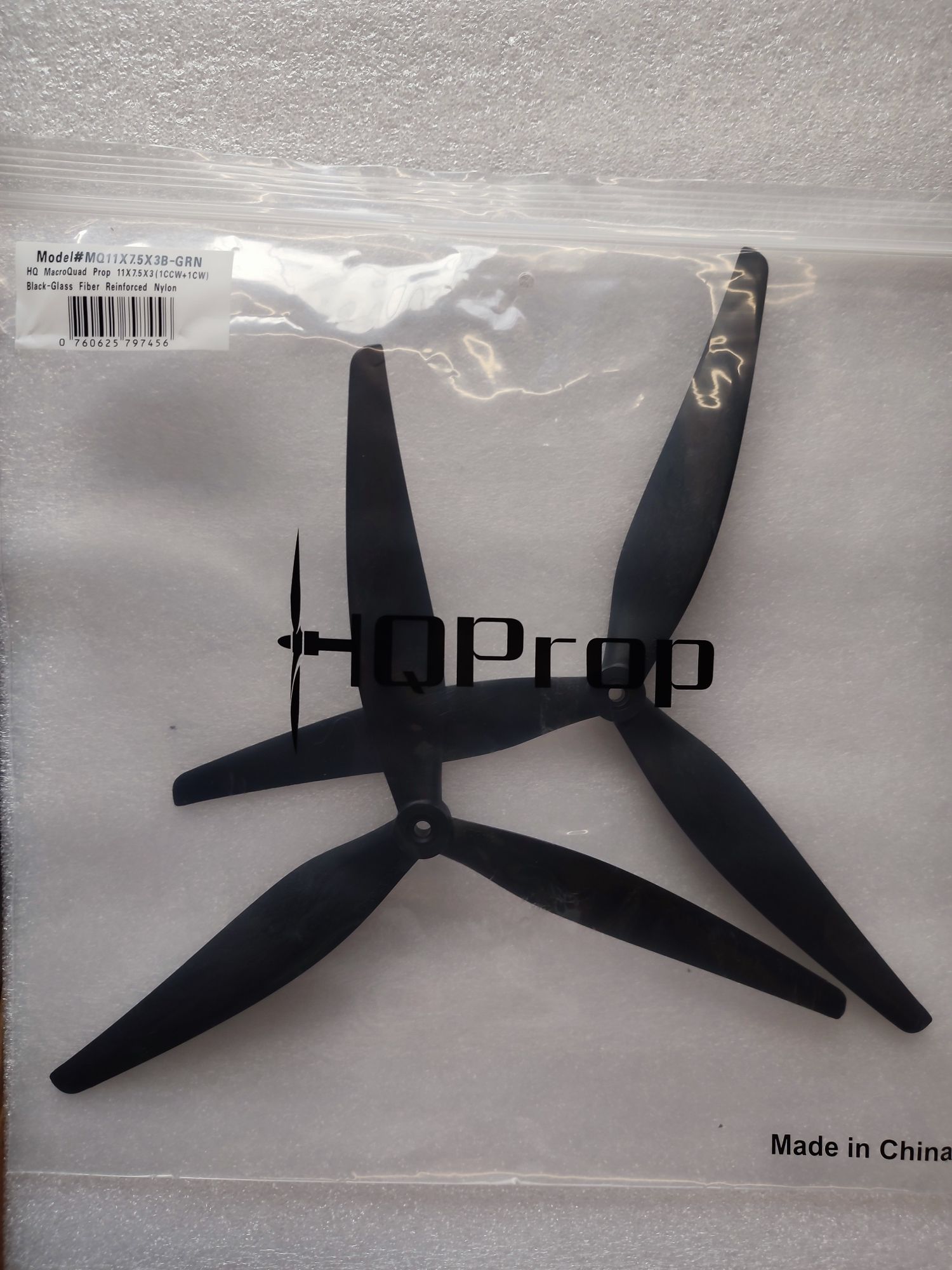Комплект пропелерів 2шт HQProp 11X7.5X3 Black glass Fiber Nylon 1175