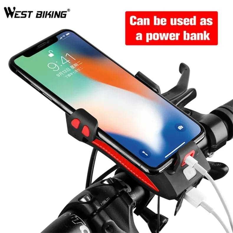 Велофара West Biking 4 в 1 с держателем телефона велофонарь