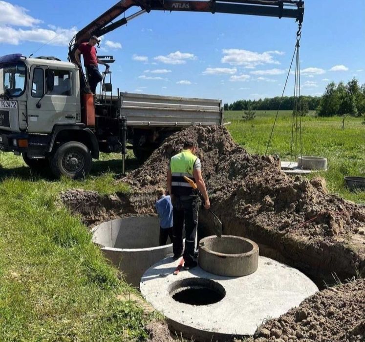 Септик з бетонних кілець, каналізація, яма монтаж 3.5/6/8/10/12/25 куб