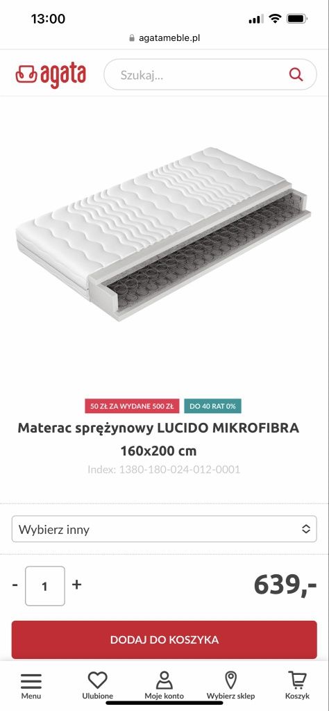 Materac sprężynowy lucido 160x200