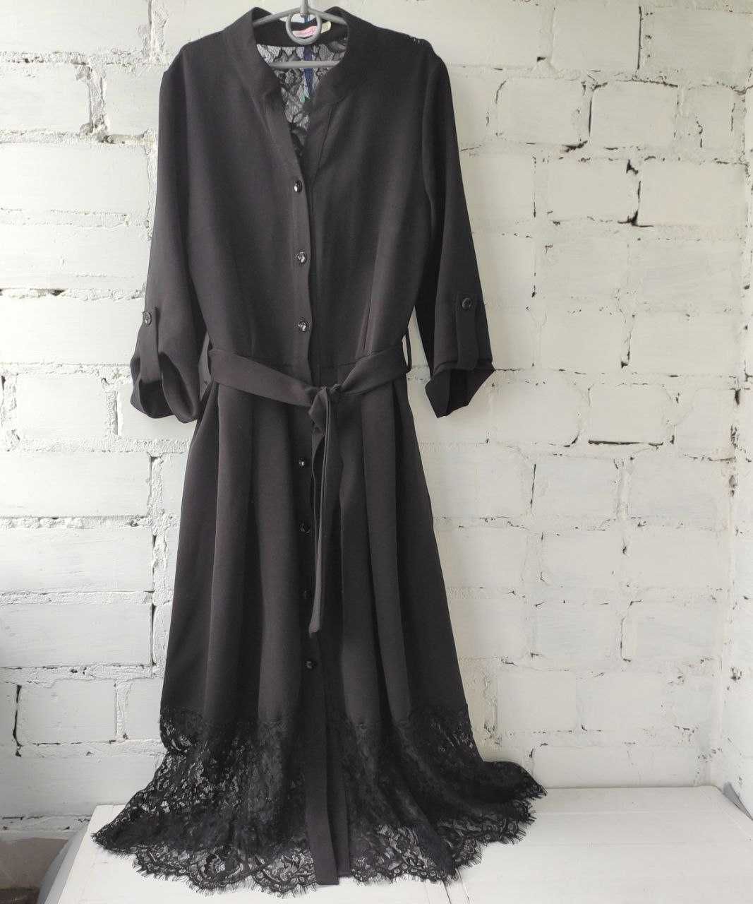 Чорна сукня міді з мереживом р.44-44 вечірнє плаття міді