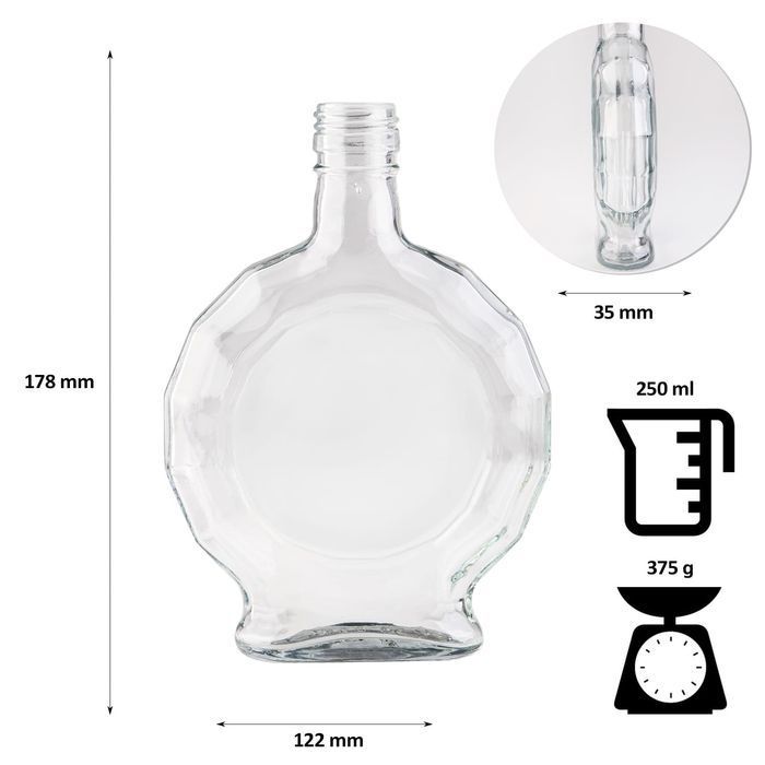 5x Butelka MEDALION 250 ml Z ZAKRĘTKĄ na nalewki, wino, likier