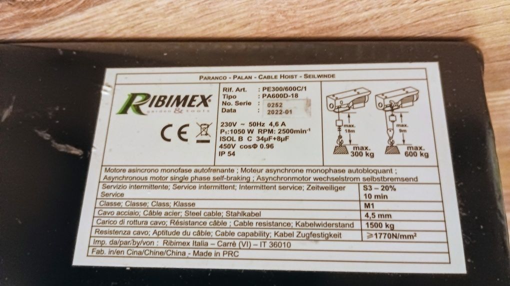 Wciągarka Ribimex 300/600 kg