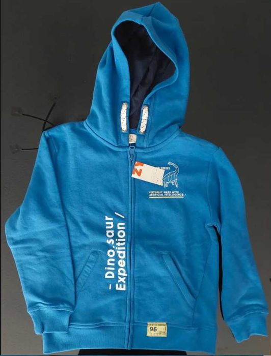 Casaco com capuz, com pelo, azul, Zippy, 7-8 anos, NOVO e etiquetado