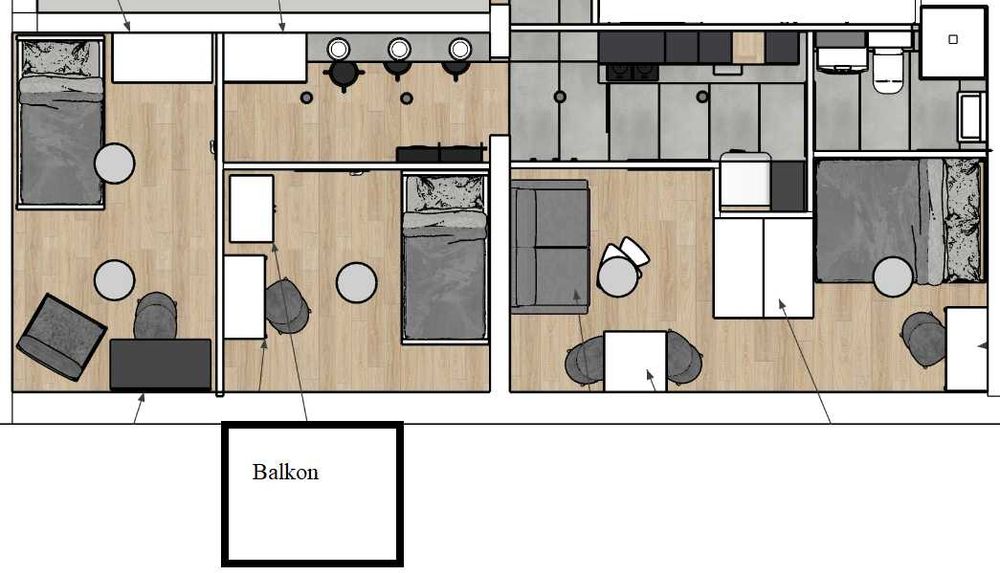 Nowoczesne 3 pokoje (niezależne) / sypialnie dla przyjaciół / rodziny