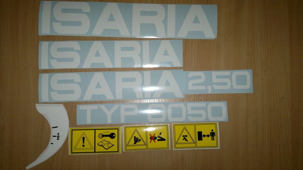 naklejki siewnik isaria 6050 typ 2.5 m isaria 6000 typ 3,0