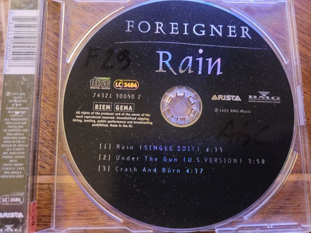 CD Maxi Singiel Foreigner Rain 1995 Arista