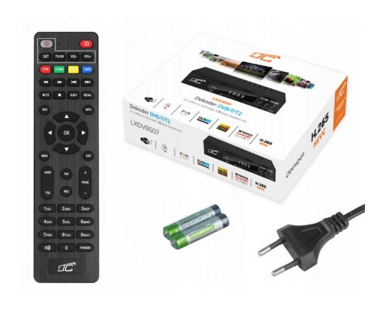 Dekoder tuner tv telewizji naziemnej DVB-T2 i DVB-C H.265 full hd