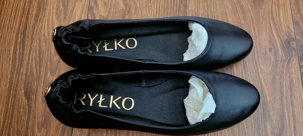 Baleriny Skórzane Damskie Ryłko
