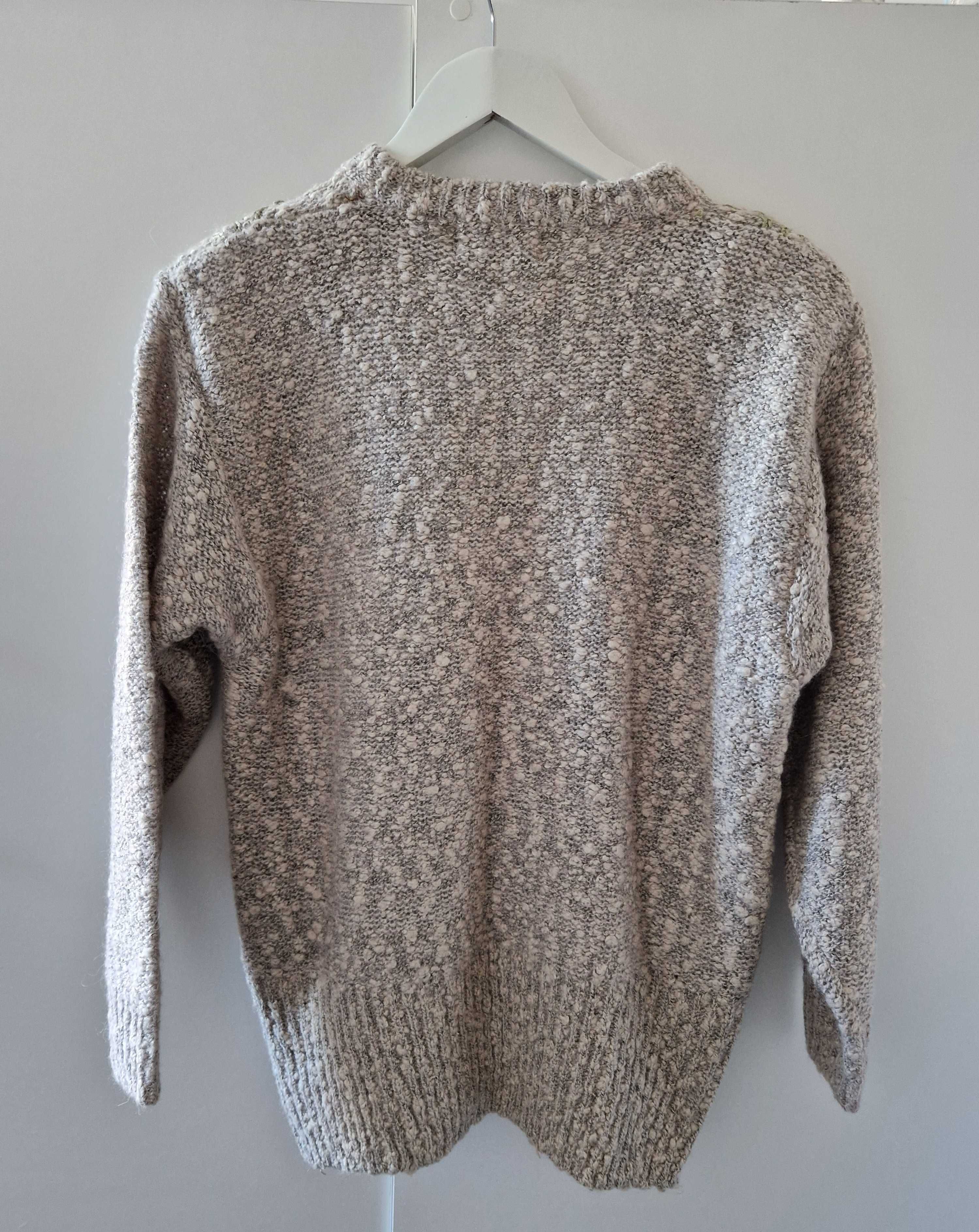 Elegancki ciepły sweter luksusowej wełny z kóz angorskich, 40 XL, L