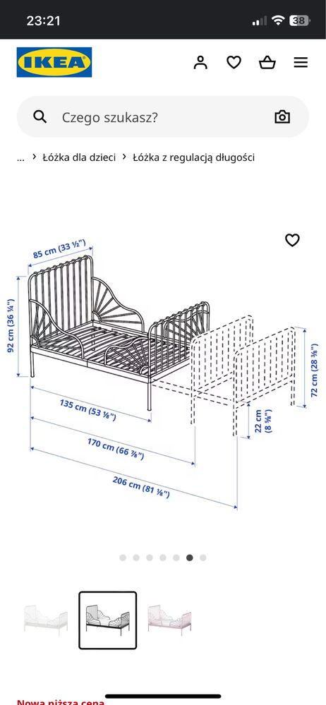 Minnen łóżko rosnące , rozkładane ikea