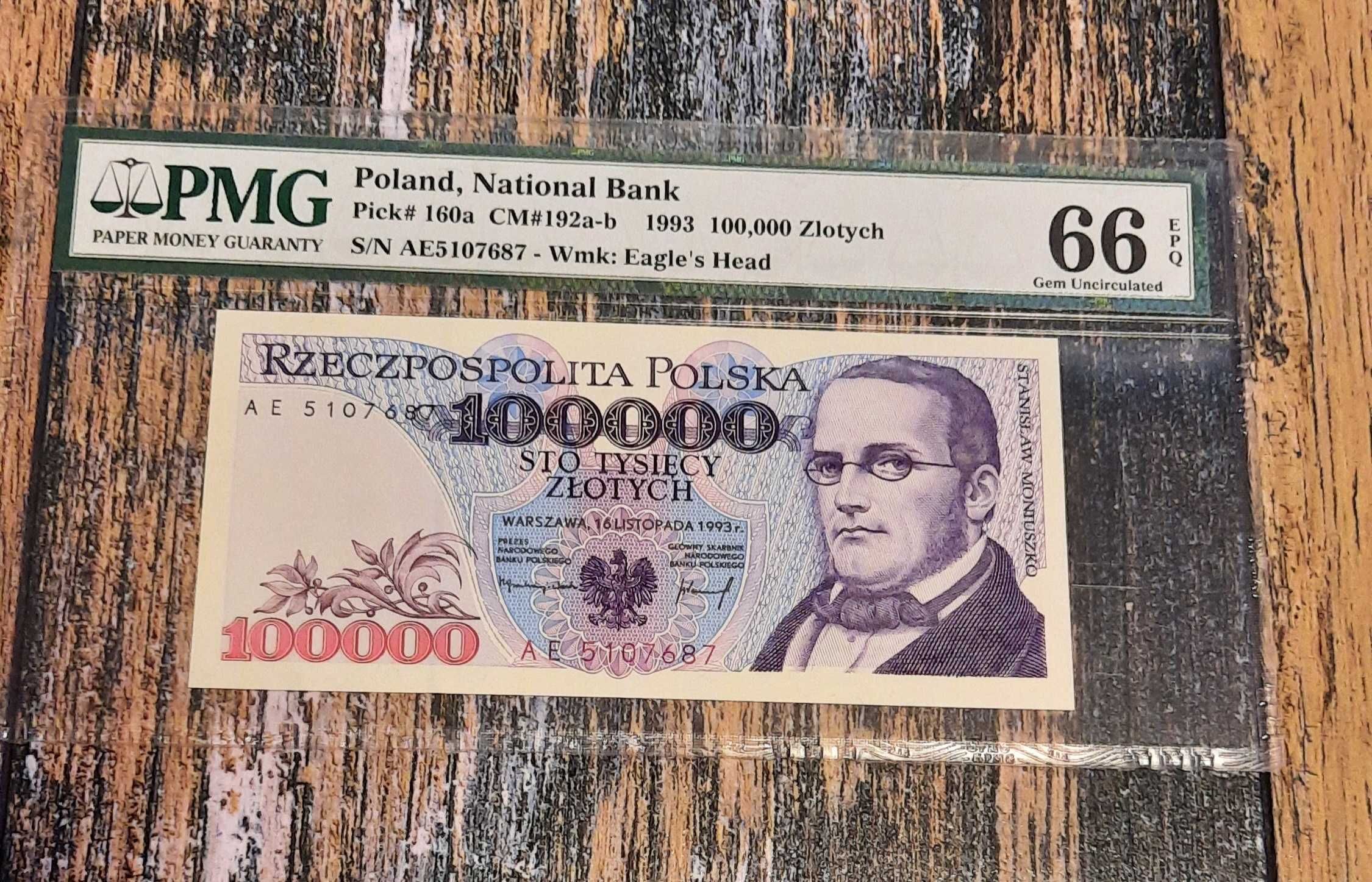 Banknot 100 tysięcy złotych prl. W gradingu  ser. AE