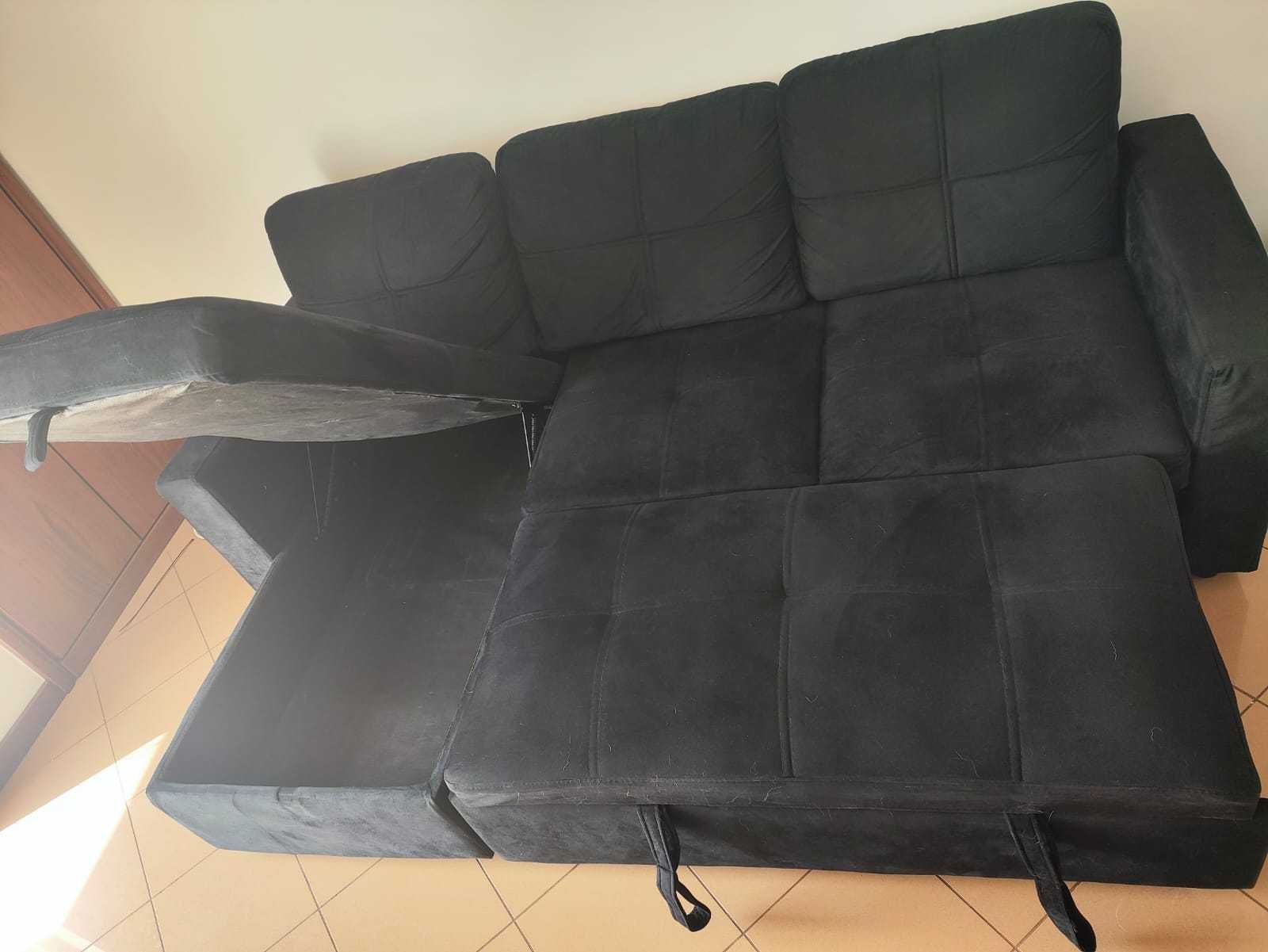 Sofá-Cama Chaise Longue Pau (Preto - 215 x 85 x 135 cm)