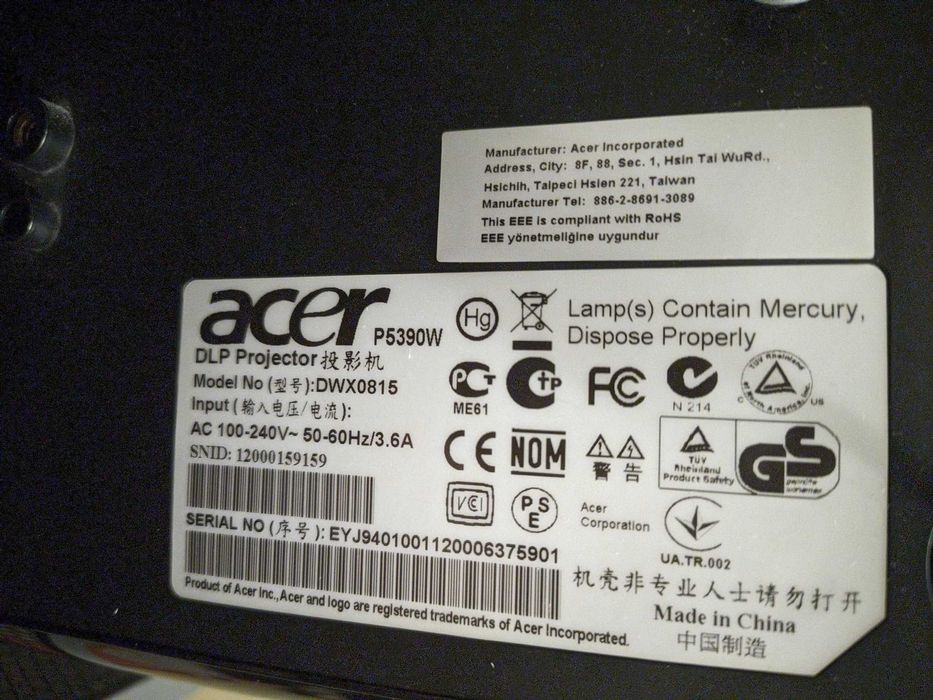 Projektor Acer P5390W