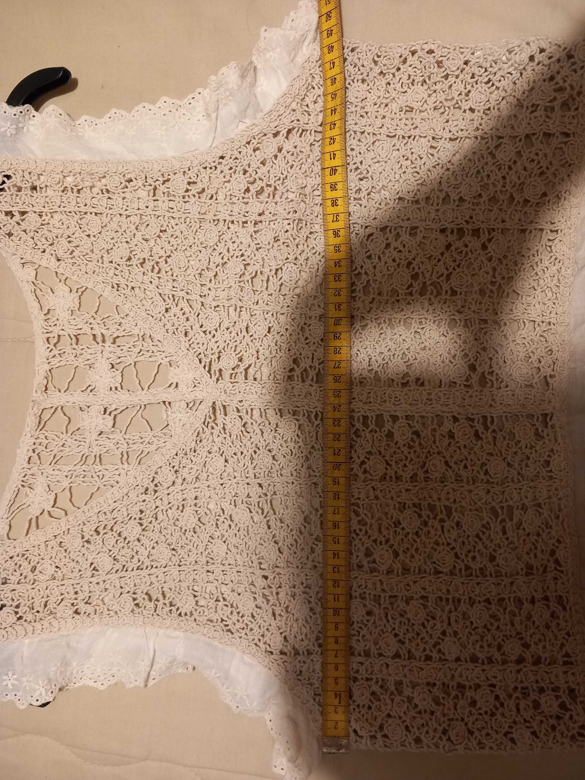 Top crochet bordado usado tam. L com envio incluído