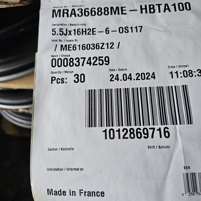 16 "5.5J 6x205 et111  felgi Mercedes Sprinter VW Crafter bliźniak NOWE