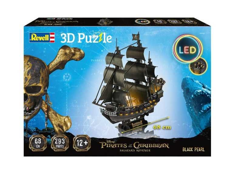 DUŻE PUZZLE 3D LED - 68 cm! Czarna Perła - Piraci z Karaibów - NOWE!