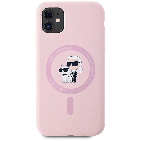 Etui Karl Lagerfeld Silicone Karl&Choupette MagSafe na iPhone 11 - róż