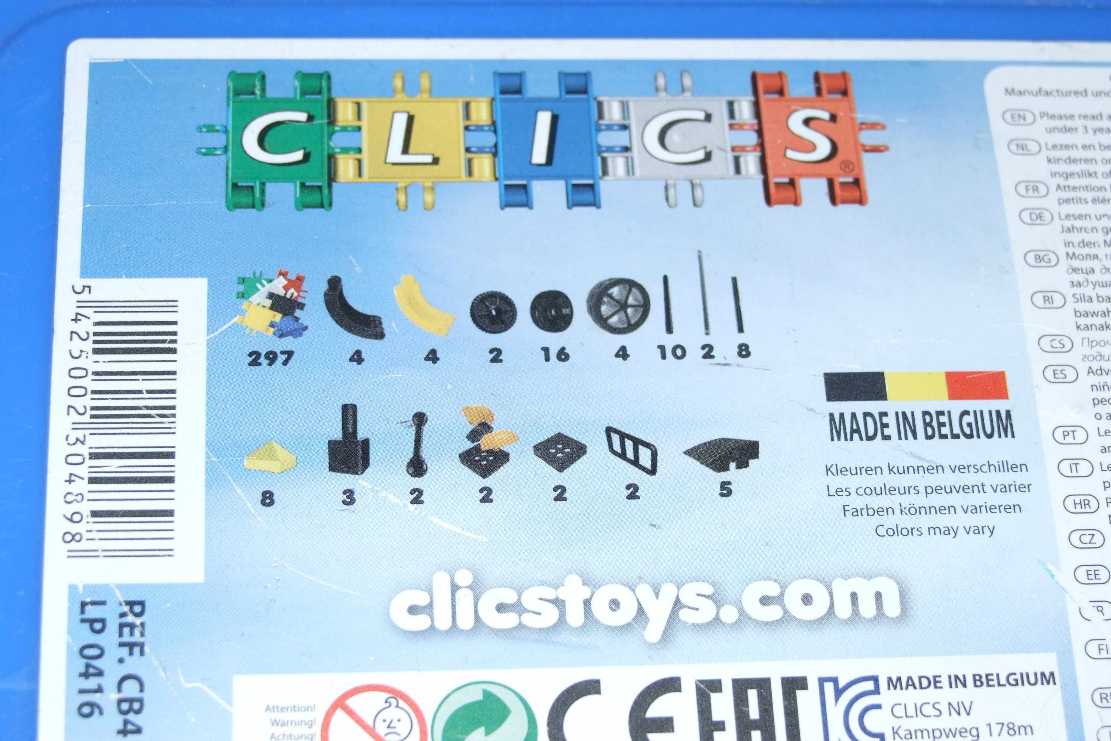 Klocki Clics Rollerbox ,duży zestaw, pojemnik na kołach