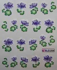 1264 naklejki wodne na paznokcie kwiaty niebieskie