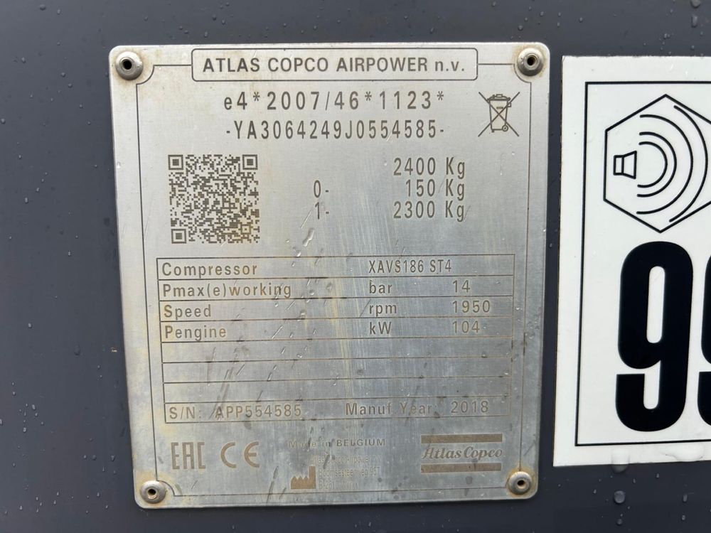 Kompresor sprężarka śrubowa Atlas Copco XAVS 186