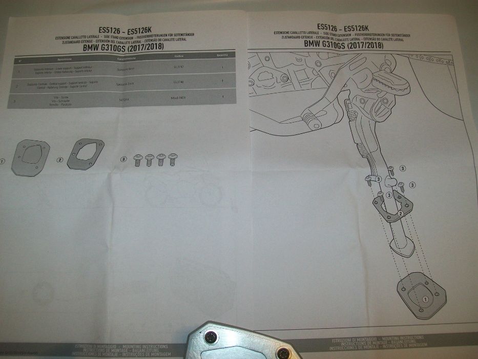 ES5126 G310GS (17>18) BMW poszerzenie stopki GIVI