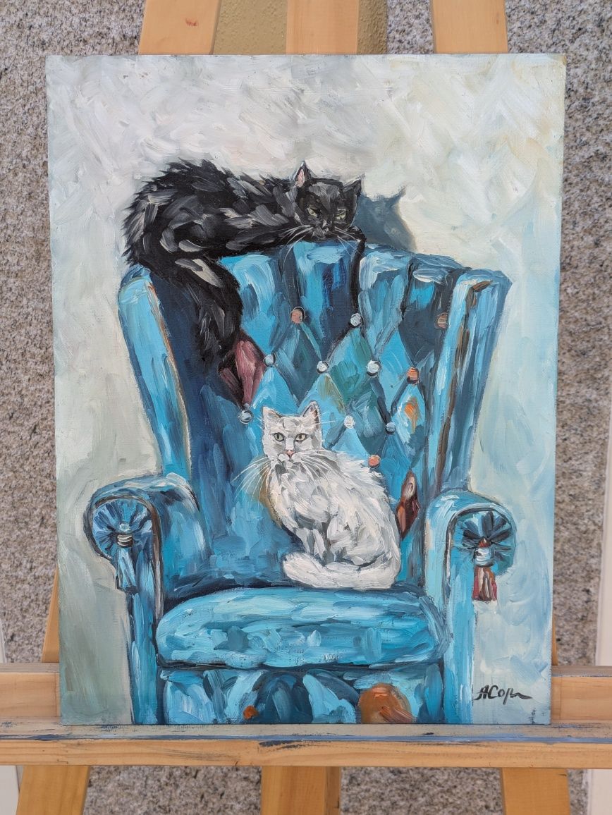 Quadro pintado á óleo sobre tela colada em cartão, 40x30 cm