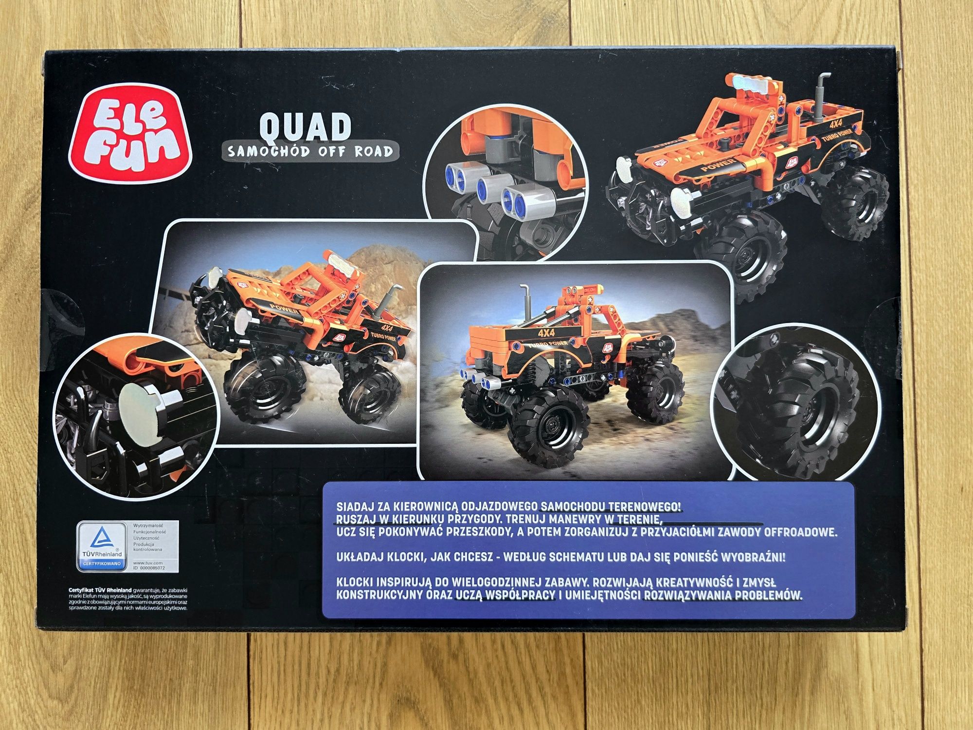 Quad samochód off road klocki Elefun napęd ruchome części ja technic