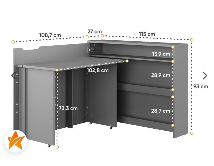 Biurko składane szare