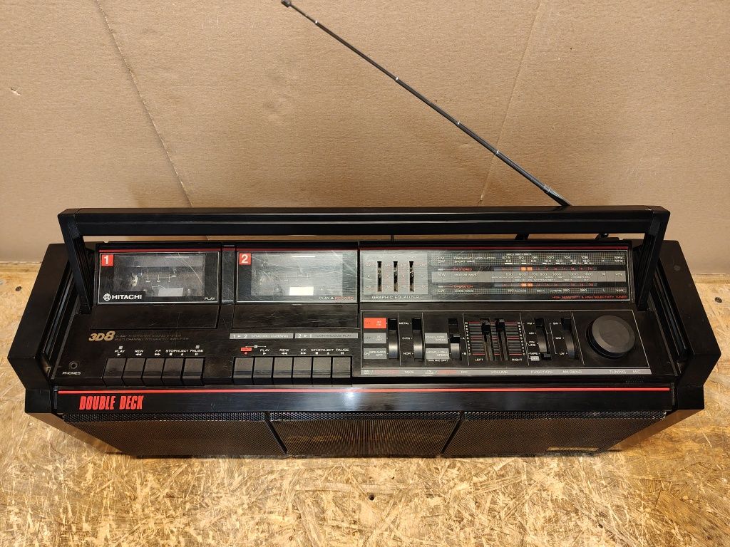 Boombox HITACHI TRK-3D8E - Super Woofer, retro, vintage
