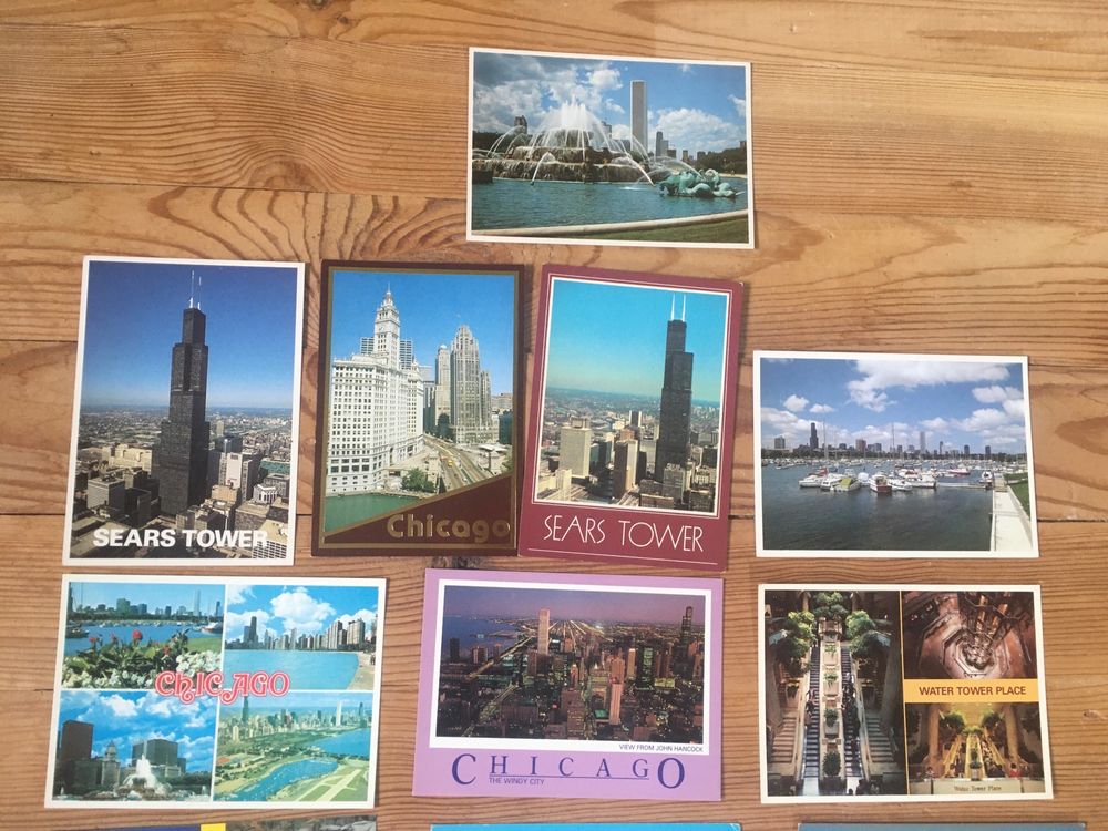 Kolekcja retro pocztówek z Chicago