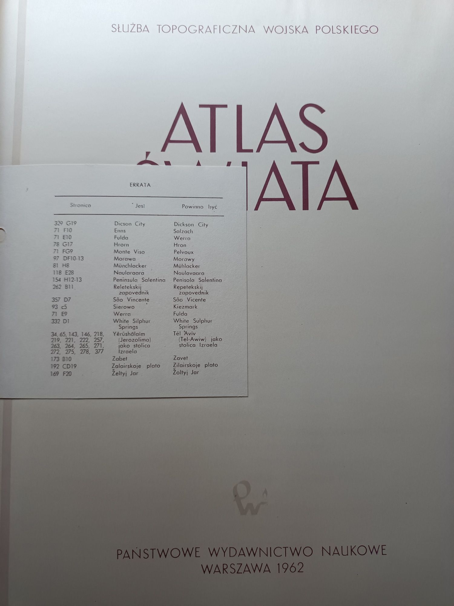 Atlas świata z 1962 roku